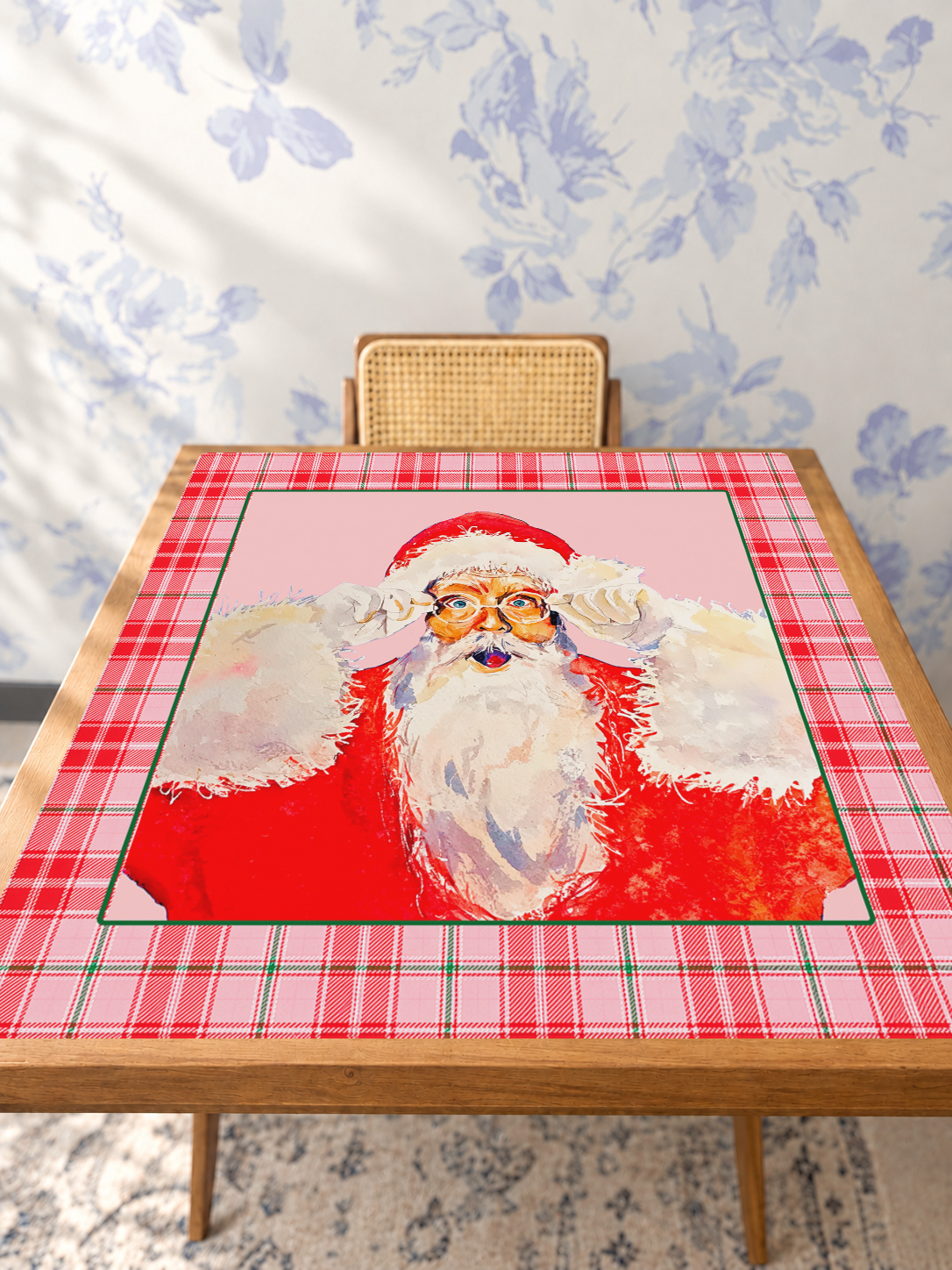 Claus for Celebration mahjong mat — Studio Table Angle