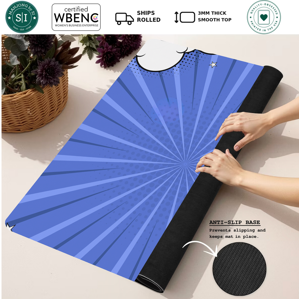 Cloud Nine Blue mahjong mat — Rolled Mat Feature Image