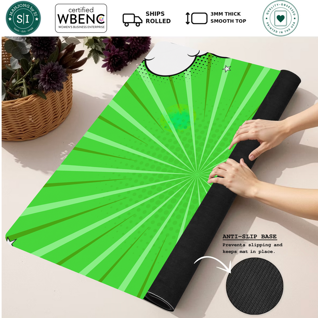 Cloud Nine Green mahjong mat — Rolled Mat Feature Image
