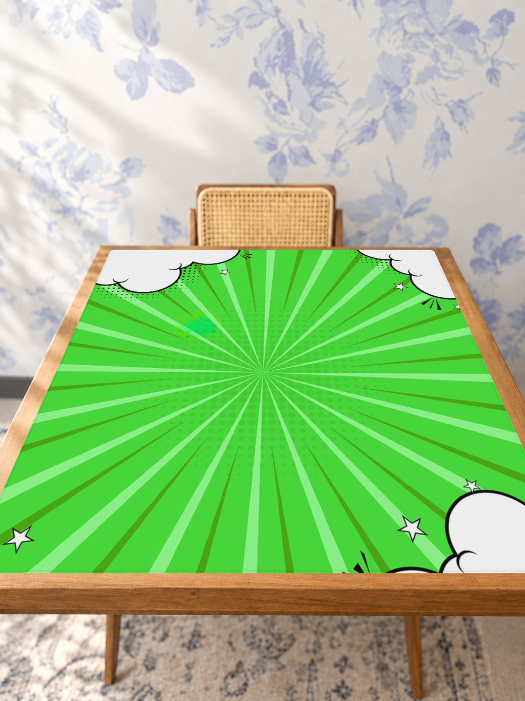 Cloud Nine Green mahjong mat — Studio Table Angle