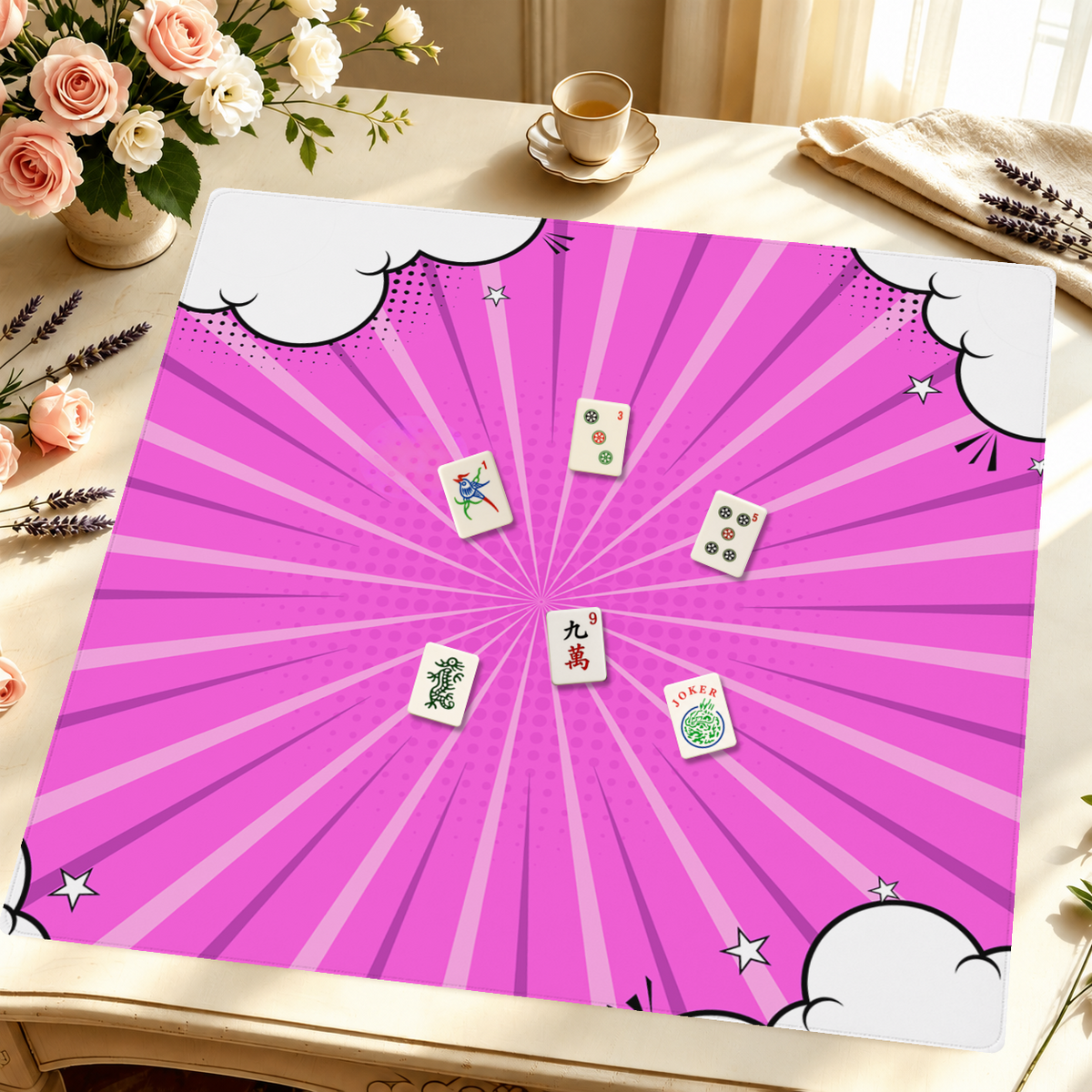 Cloud Nine Pink mahjong mat — Styled Tile Table
