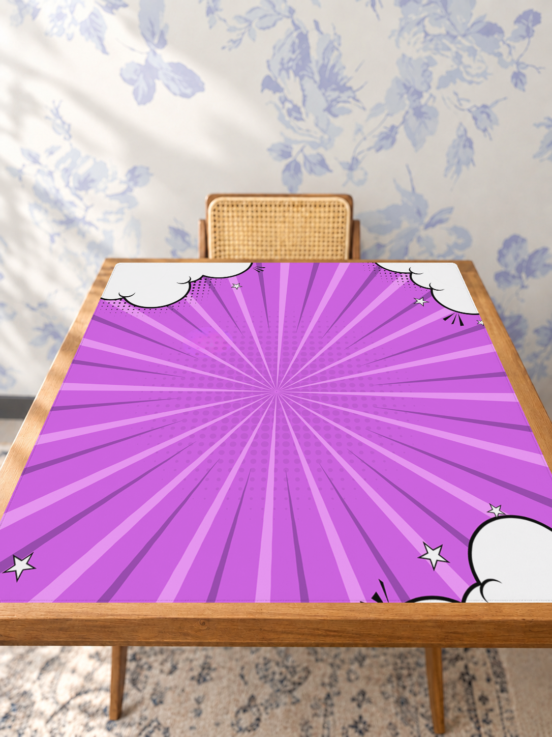 Cloud Nine Purple mahjong mat — Studio Table Angle