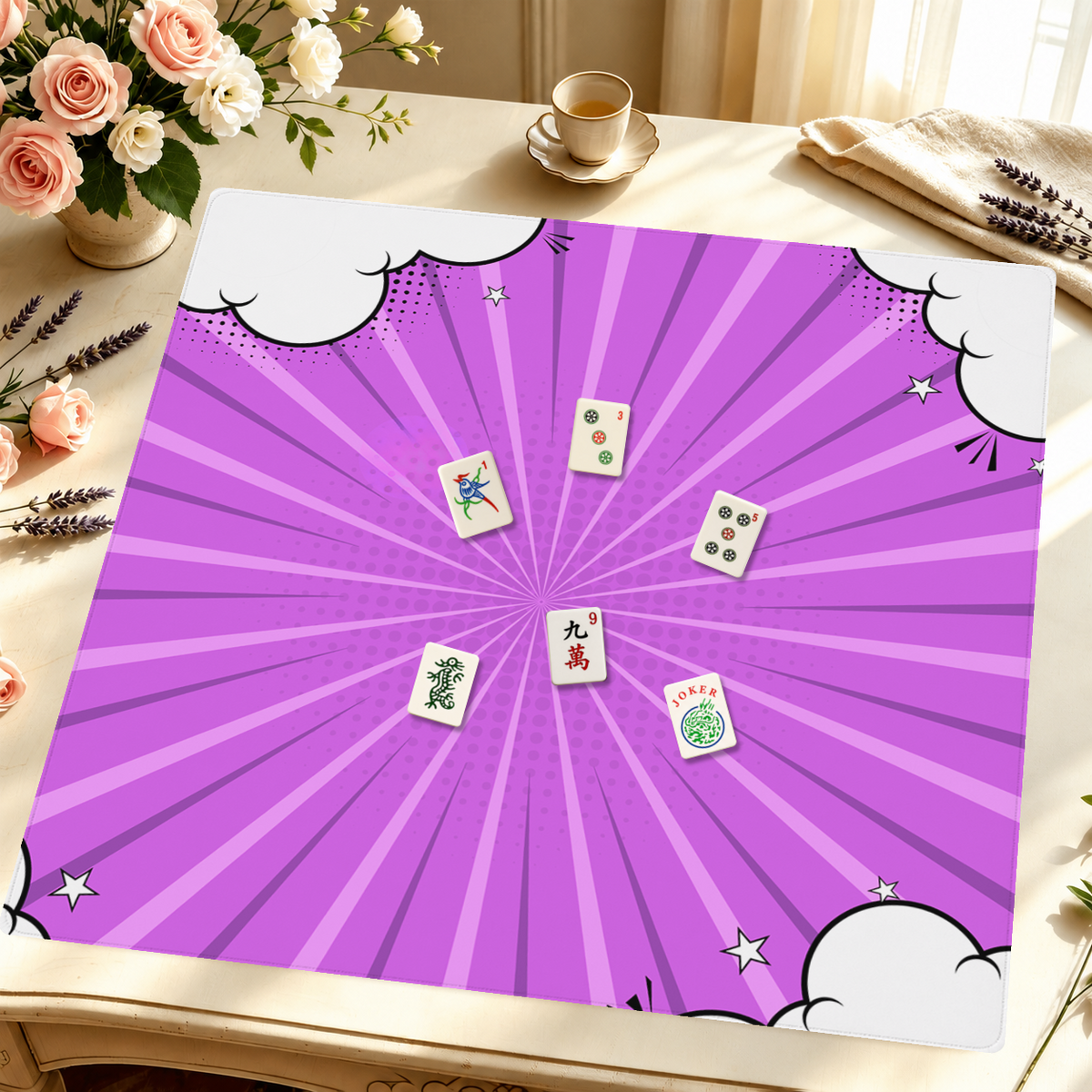 Cloud Nine Purple mahjong mat — Styled Tile Table