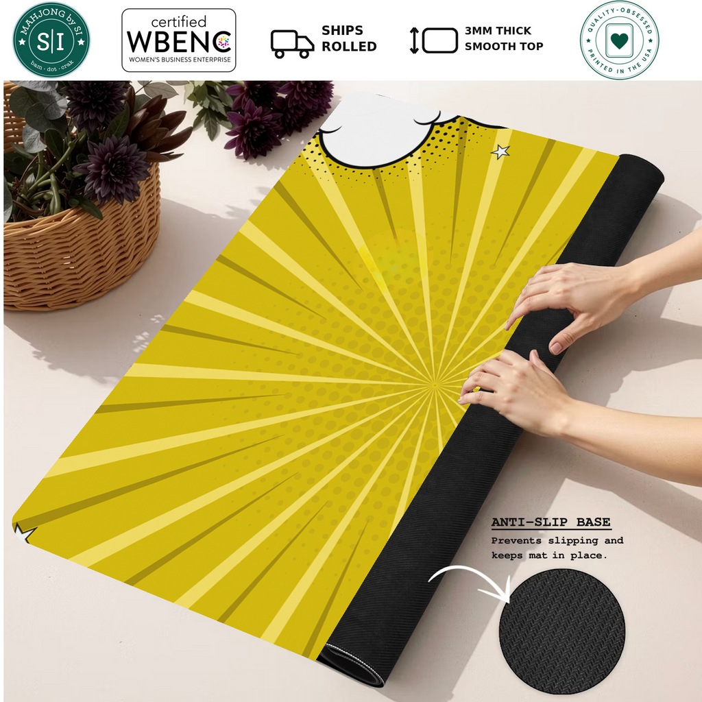 Cloud Nine Yellow mahjong mat — Rolled Mat Feature Image