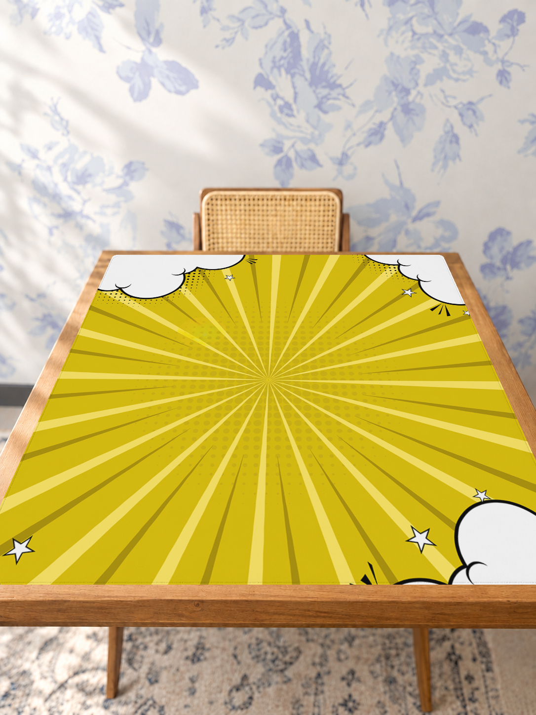 Cloud Nine Yellow mahjong mat — Studio Table Angle