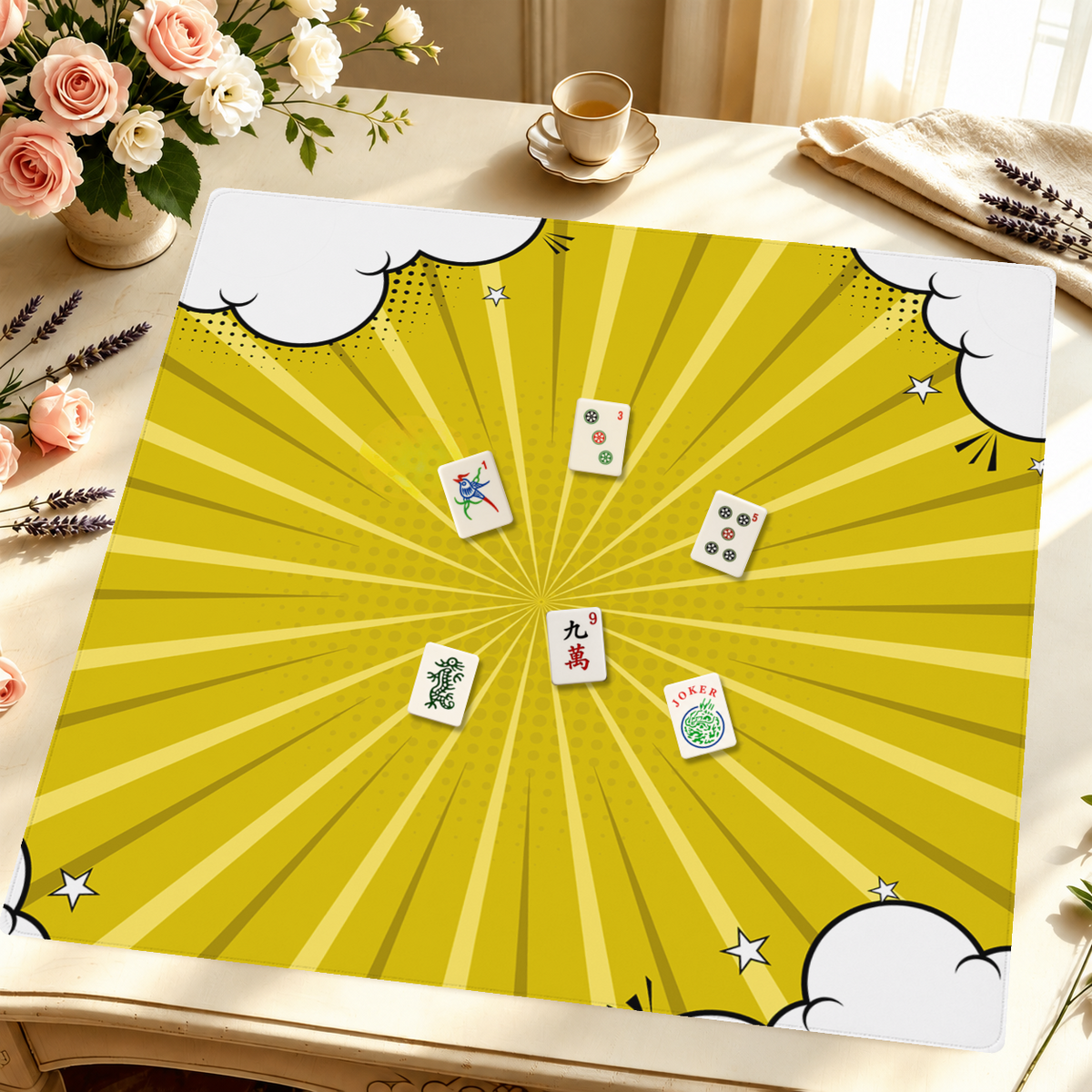 Cloud Nine Yellow mahjong mat — Styled Tile Table