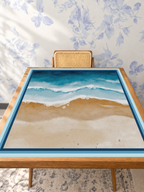 Coastal Blueprint mahjong mat — Studio Table Angle