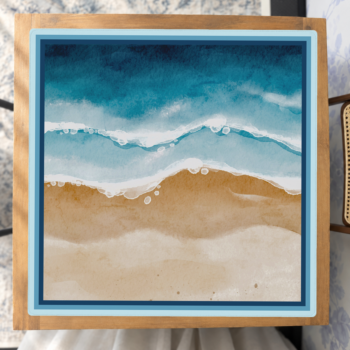 Coastal Blueprint mahjong mat — Studio Overhead