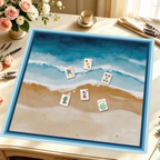 Coastal Blueprint mahjong mat — Styled Tile Table