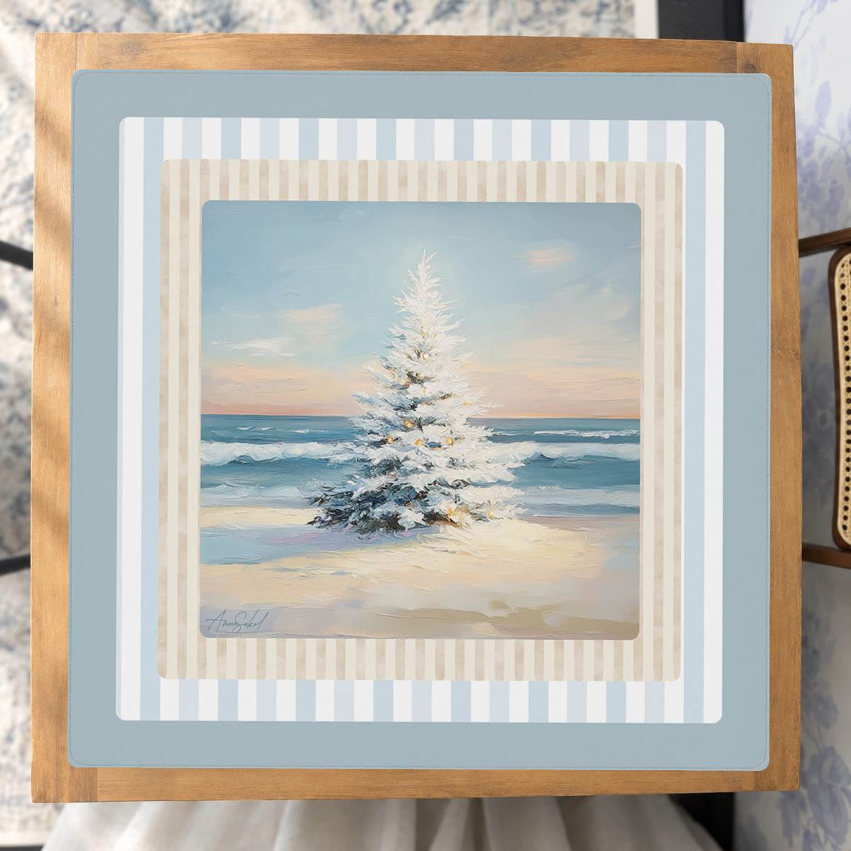 Coastal Christmas mahjong mat — Studio Overhead