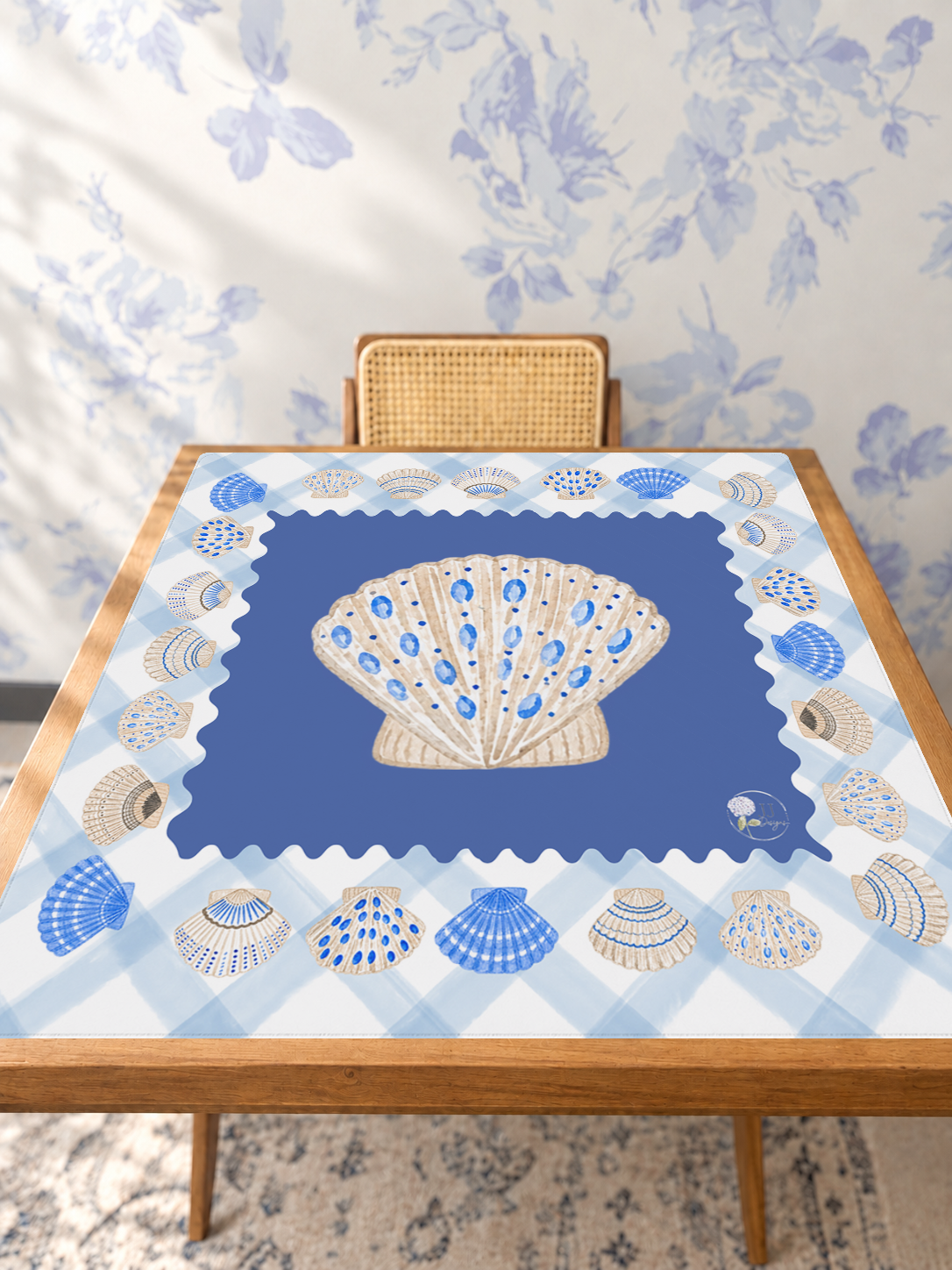 Cobalt Coast mahjong mat — Studio Table Angle