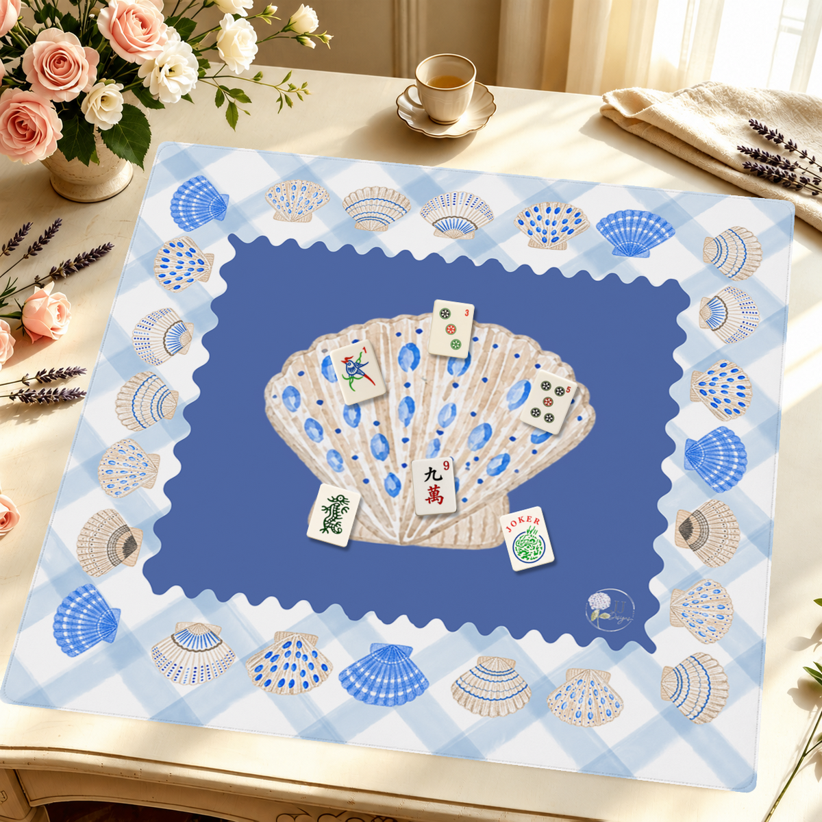 Cobalt Coast mahjong mat — Styled Tile Table