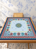 Compass Rose and Chill mahjong mat — Studio Table Angle