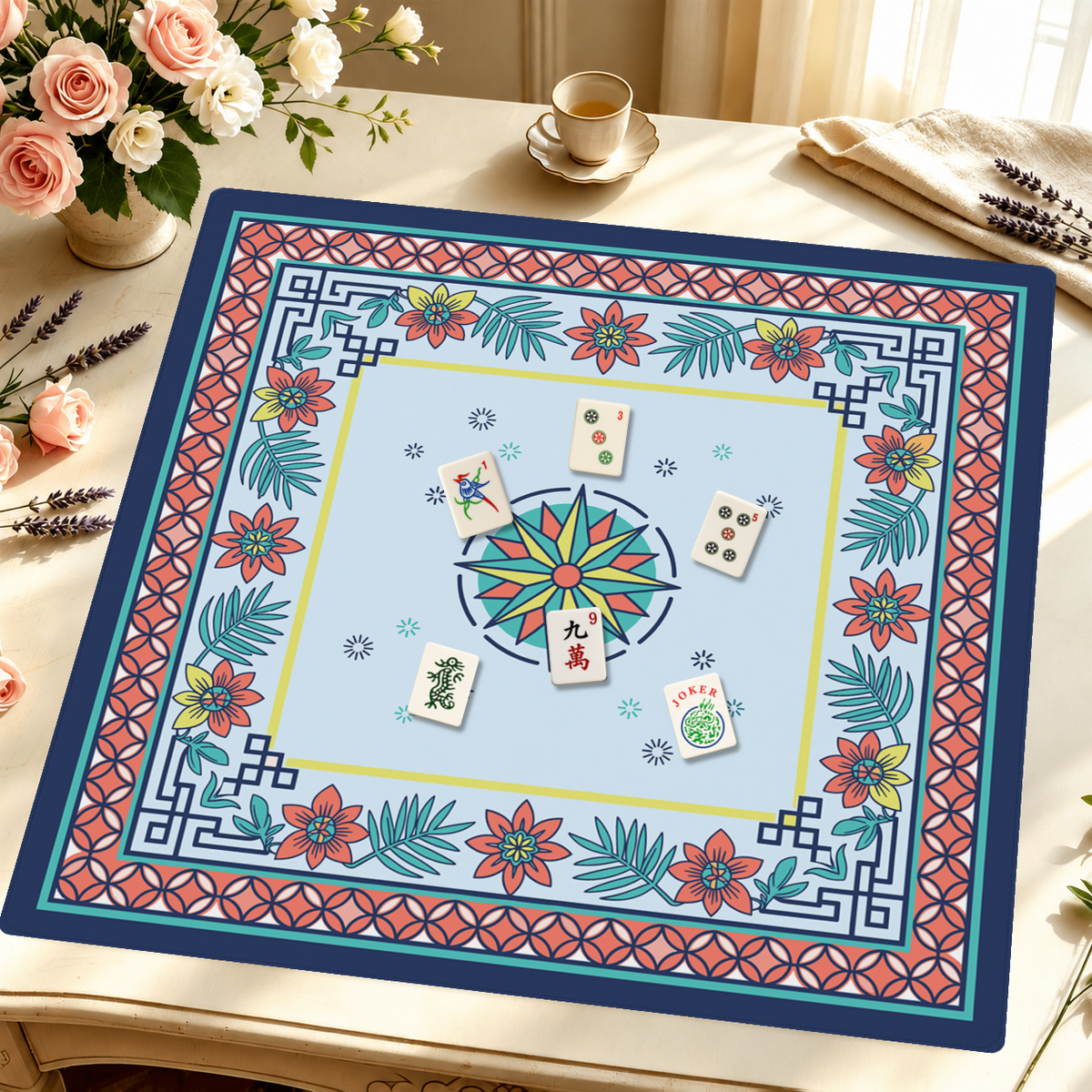 Compass Rose and Chill mahjong mat — Styled Tile Table