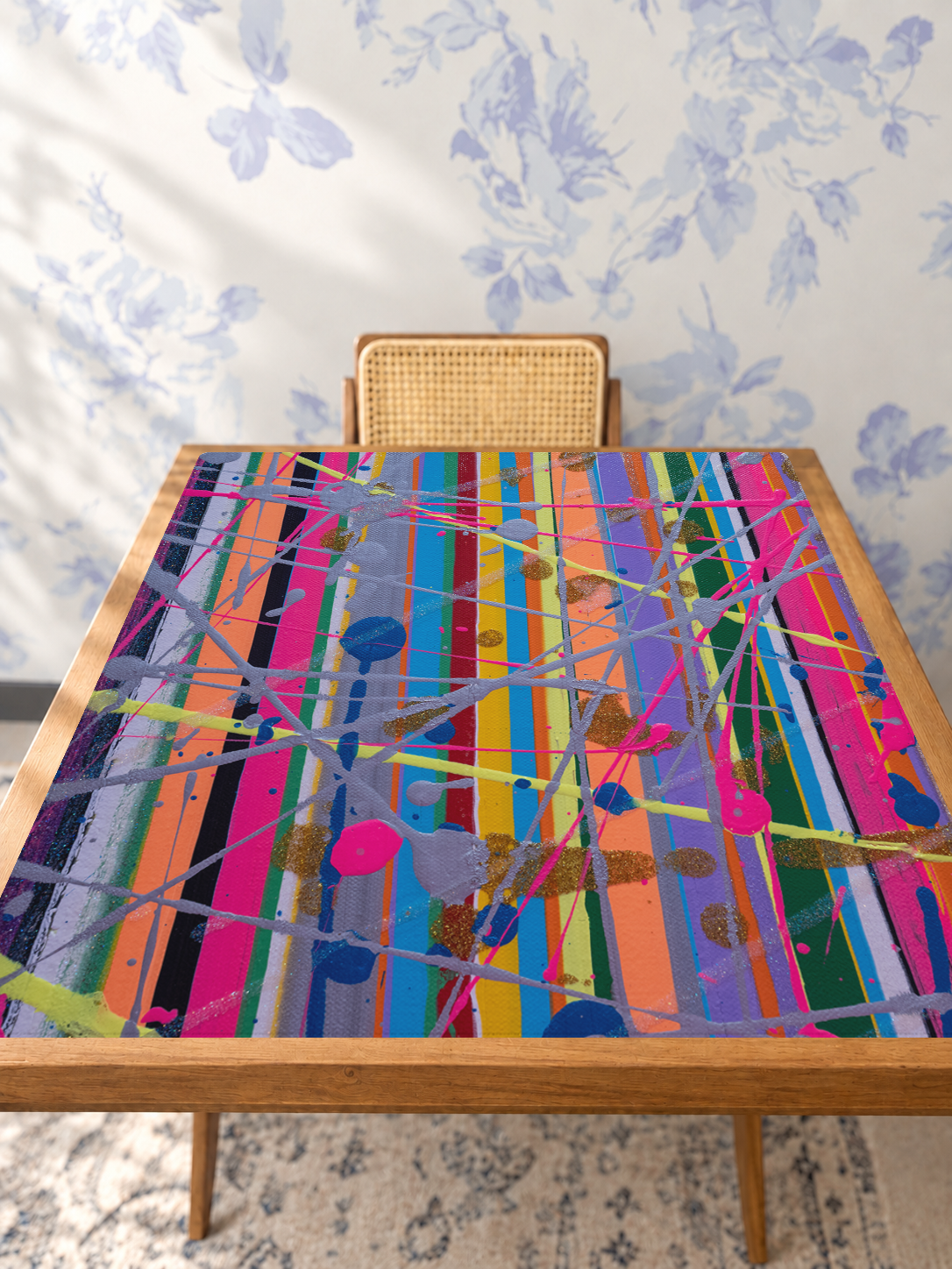 Confetti Chaos Theory mahjong mat — Studio Table Angle