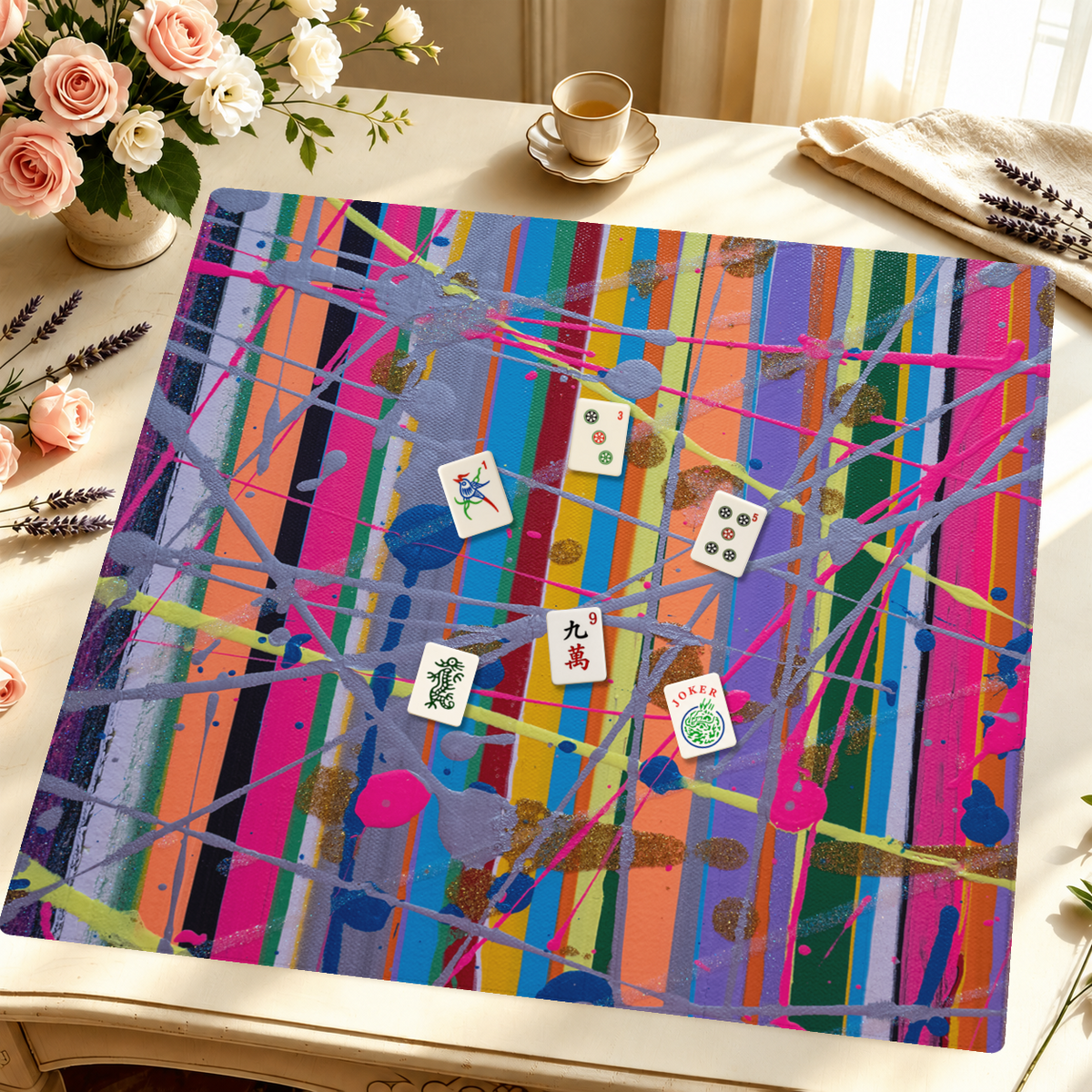 Confetti Chaos Theory mahjong mat — Styled Tile Table