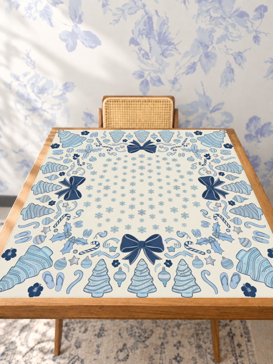Cookie Tinsel – Blue mahjong mat — Studio Table Angle