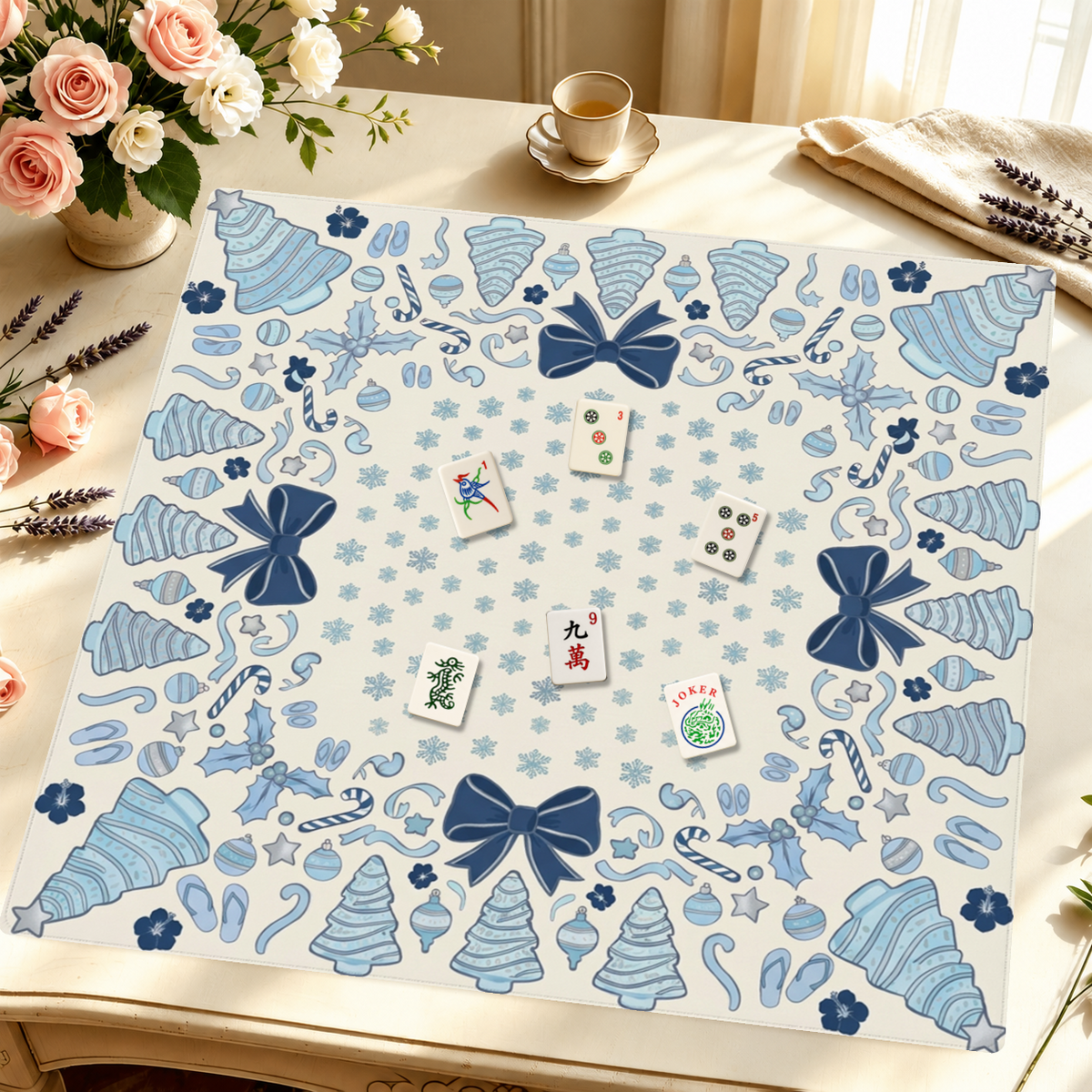 Cookie Tinsel – Blue mahjong mat — Styled Tile Table