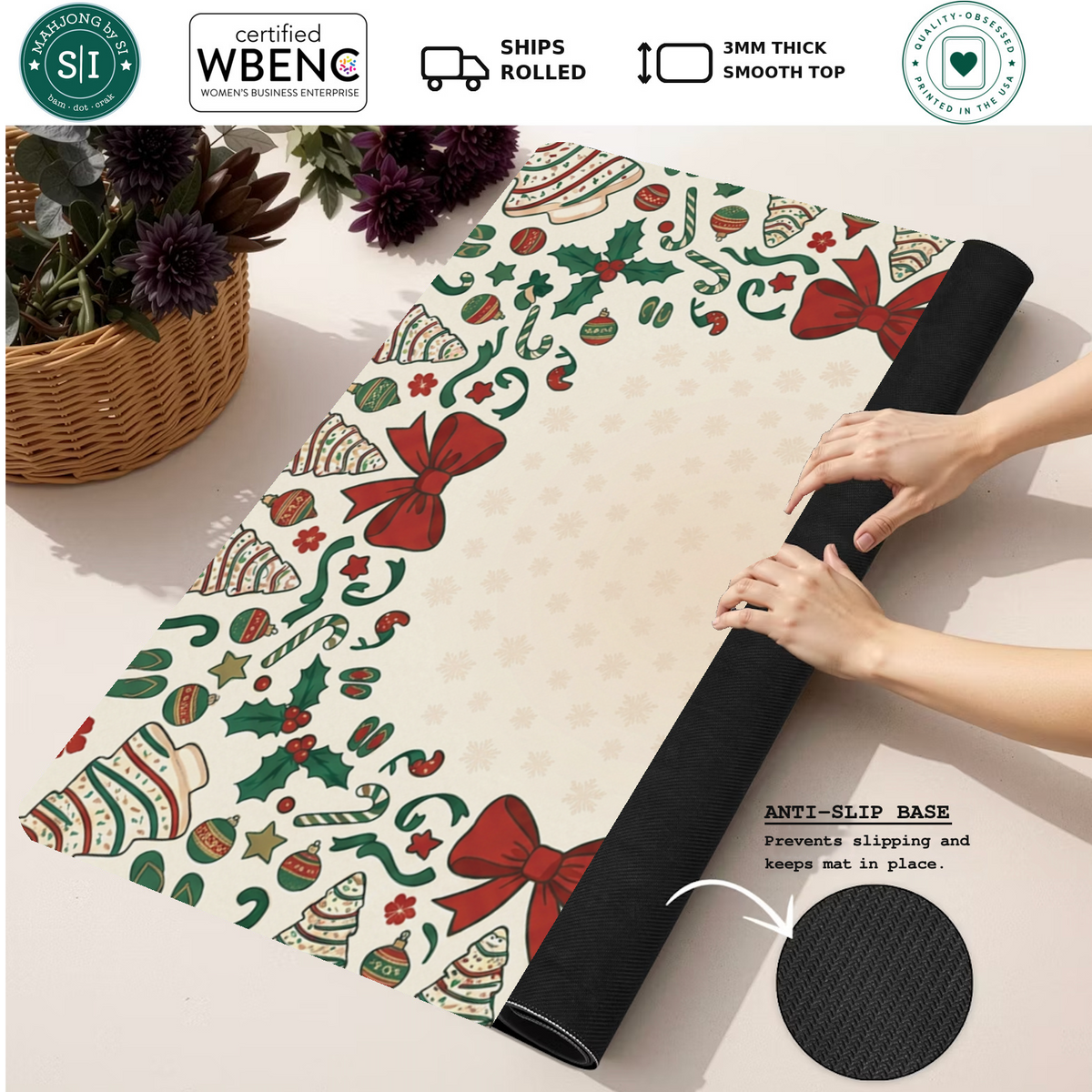 Cookie Tinsel – Green mahjong mat — Rolled Mat Feature Image