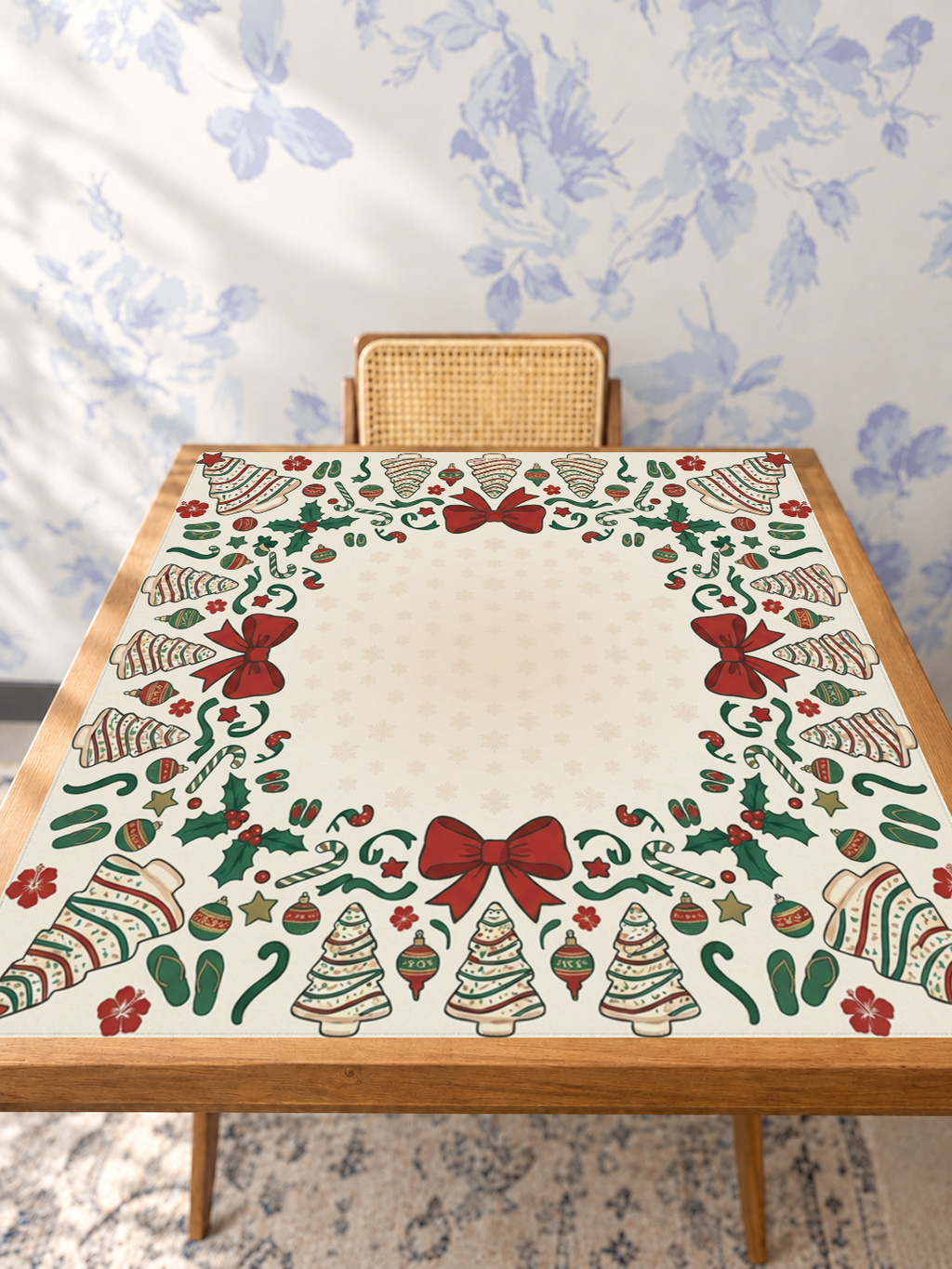Cookie Tinsel – Green mahjong mat — Studio Table Angle