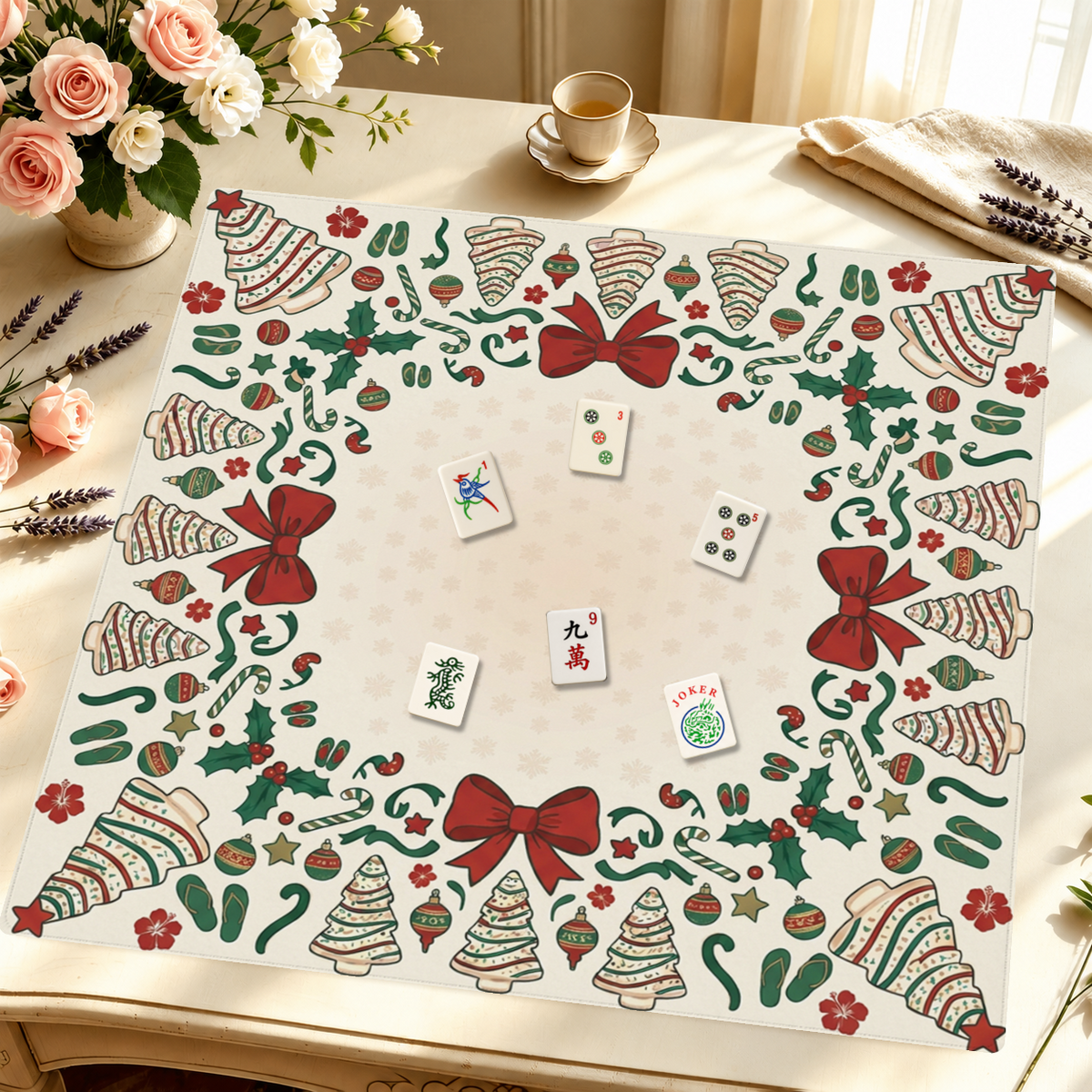 Cookie Tinsel – Green mahjong mat — Styled Tile Table