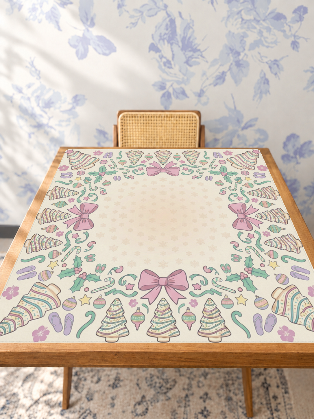 Cookie Tinsel – Pink mahjong mat — Studio Table Angle