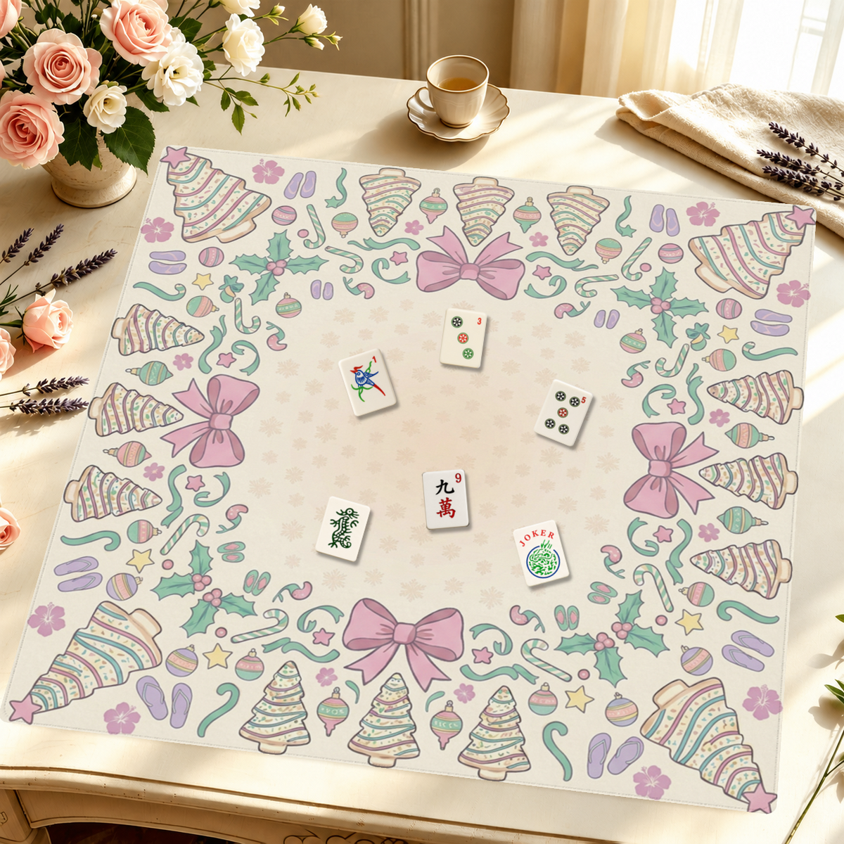 Cookie Tinsel – Pink mahjong mat — Styled Tile Table