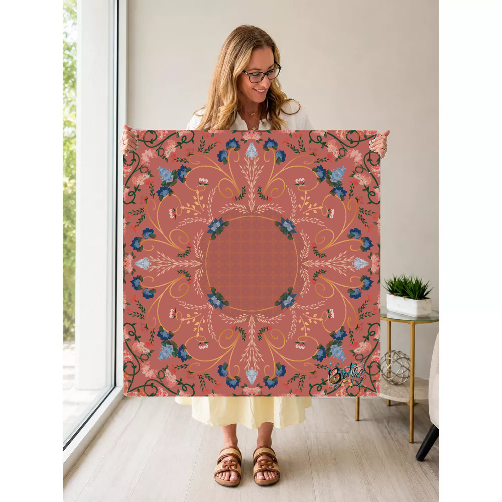 Coral Baroque Reverie mahjong mat — Held Mat Portrait