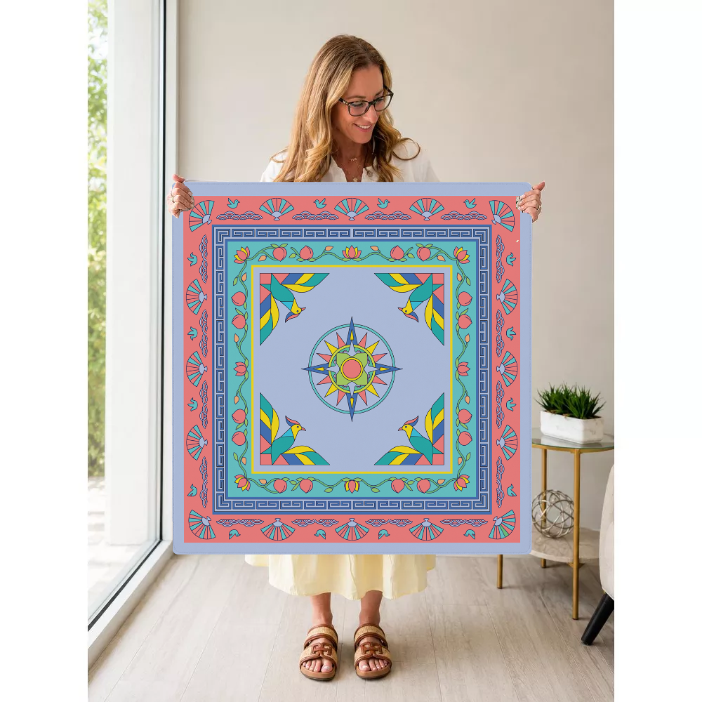 Coral Me Maybe East Wind mahjong mat — Held Mat Portrait