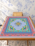 Coral Me Maybe East Wind mahjong mat — Studio Table Angle