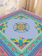 Coral Me Maybe East Wind mahjong mat — Sunlit Close-up