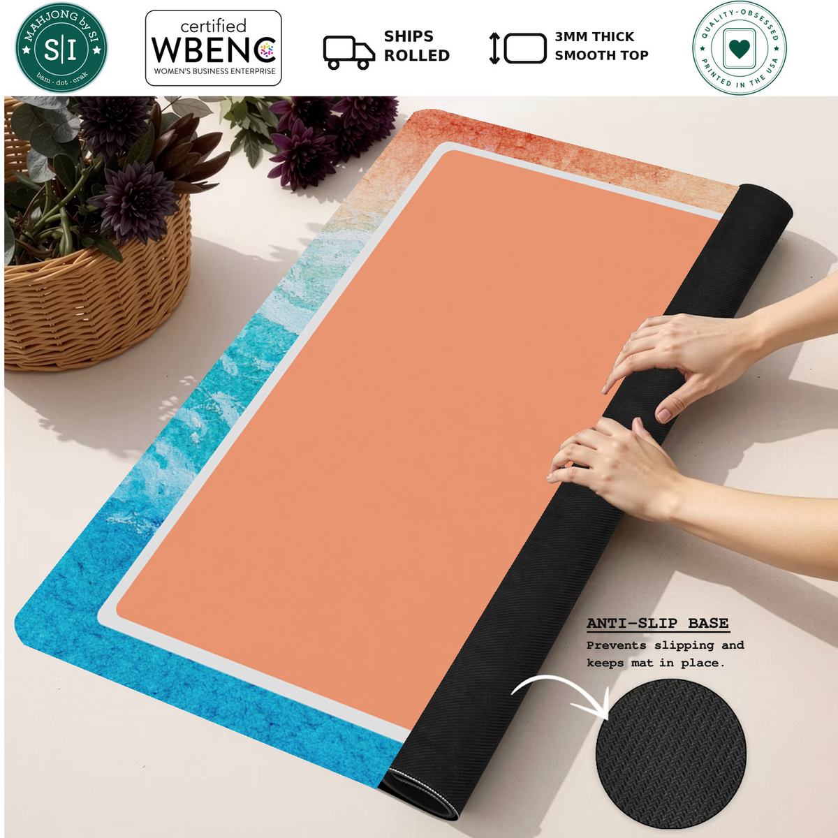 Coral Me Maybe mahjong mat — Rolled Mat Feature Image