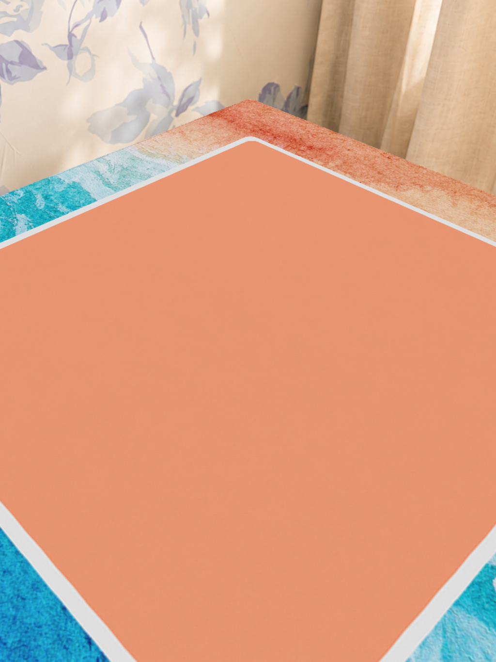 Coral Me Maybe mahjong mat — Sunlit Close-up
