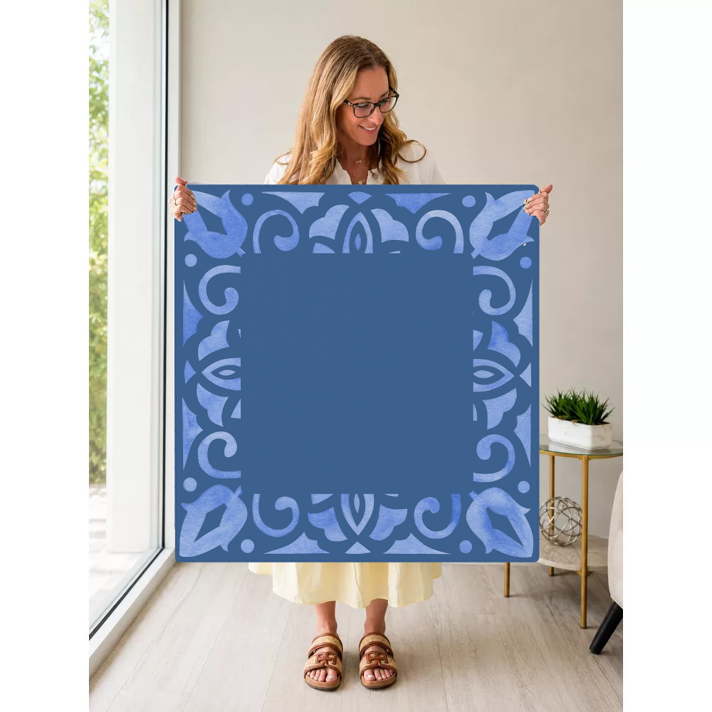 Corner Crush Blue Square mahjong mat — Held Mat Portrait