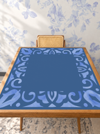 Corner Crush Blue Square mahjong mat — Studio Table Angle