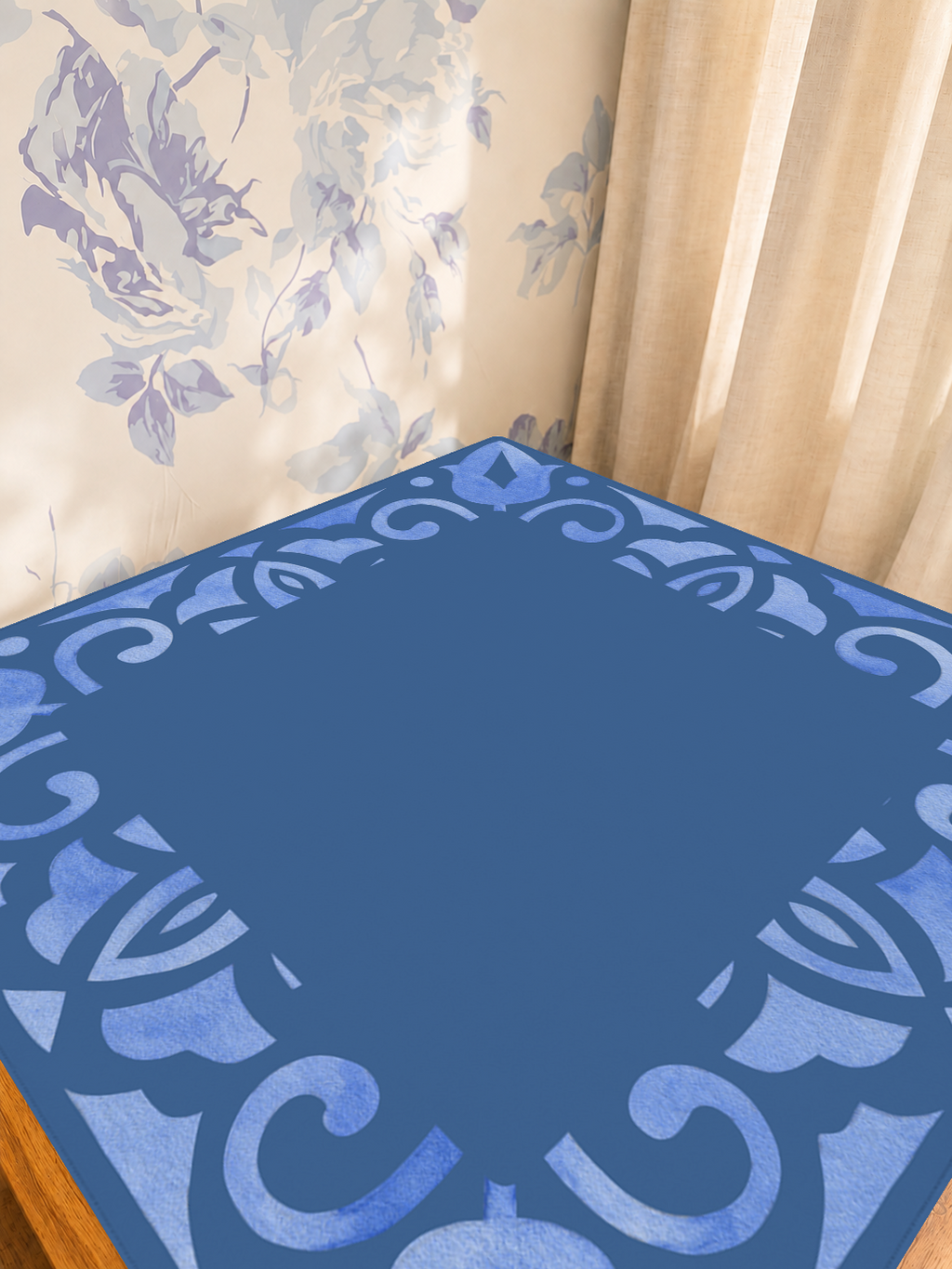 Corner Crush Blue Square mahjong mat — Sunlit Detail