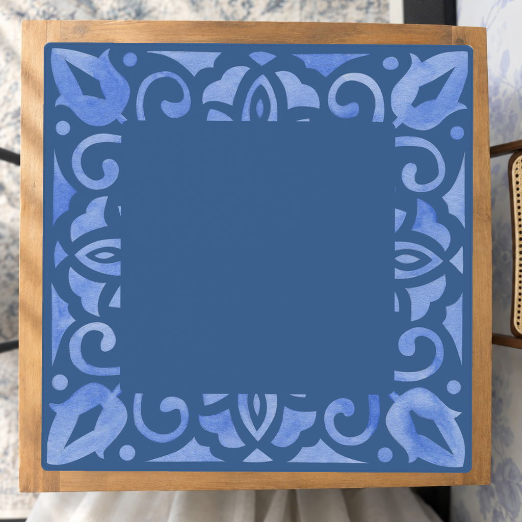 Corner Crush Blue Square mahjong mat — Studio Overhead