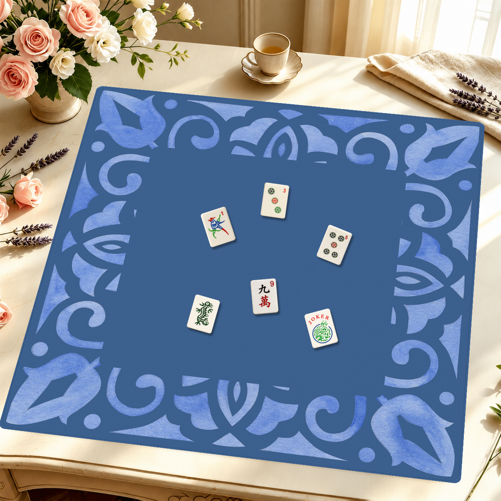 Corner Crush Blue Square mahjong mat — Styled Tile Table