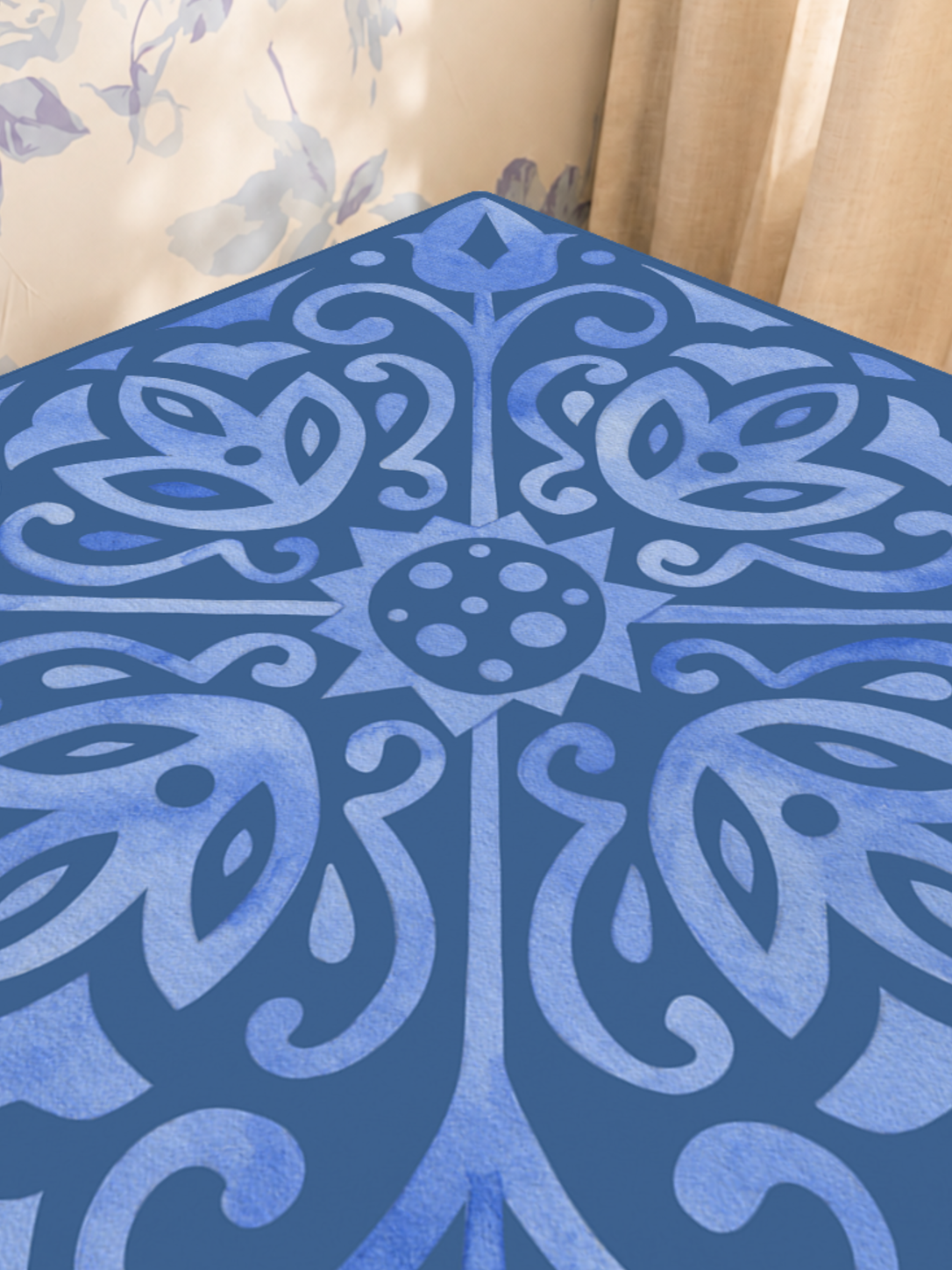Corner Crush | Blue mahjong mat — Sunlit Close-up
