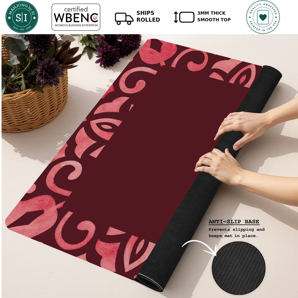 Corner Crush  |Red Square mahjong mat — Rolled Mat Feature Image