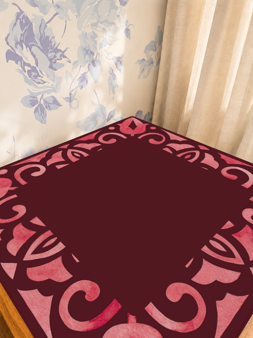 Corner Crush  |Red Square mahjong mat — Sunlit Detail