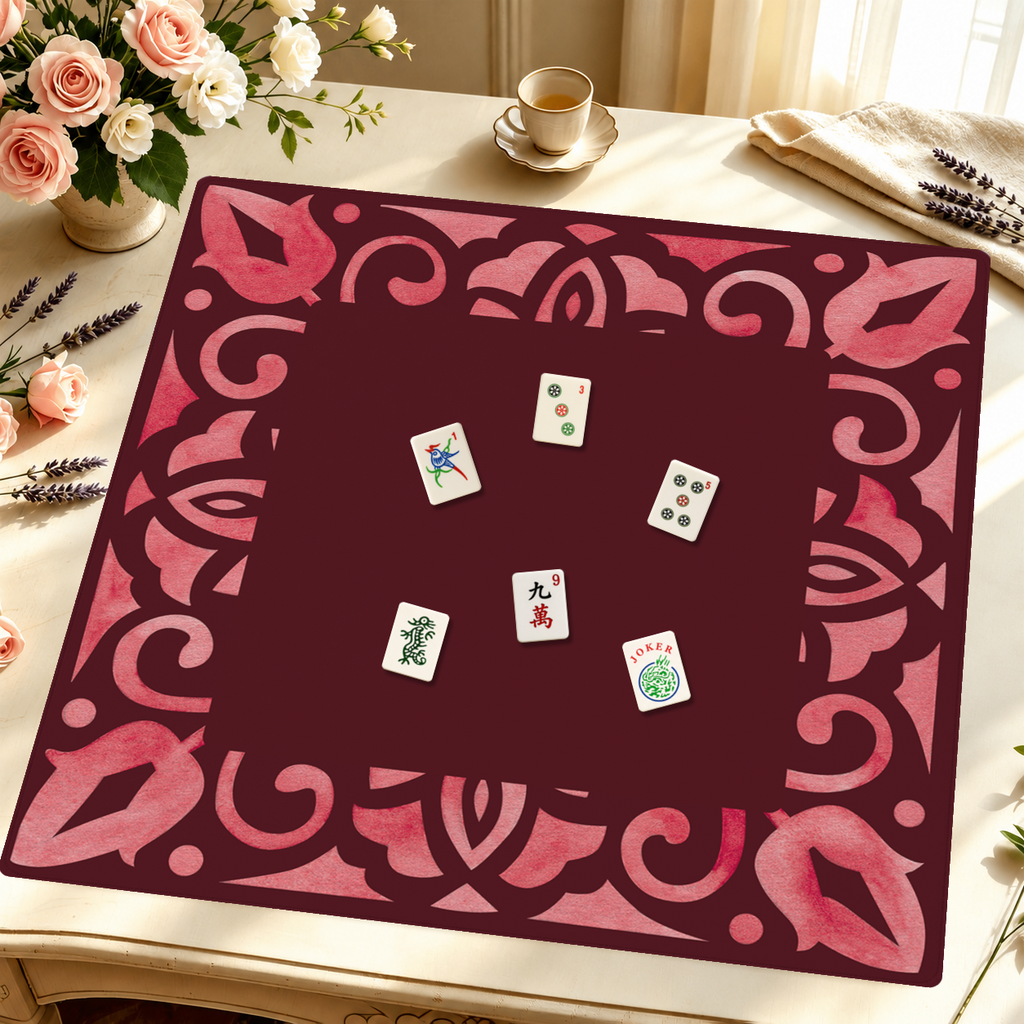 Corner Crush  |Red Square mahjong mat — Styled Tile Table