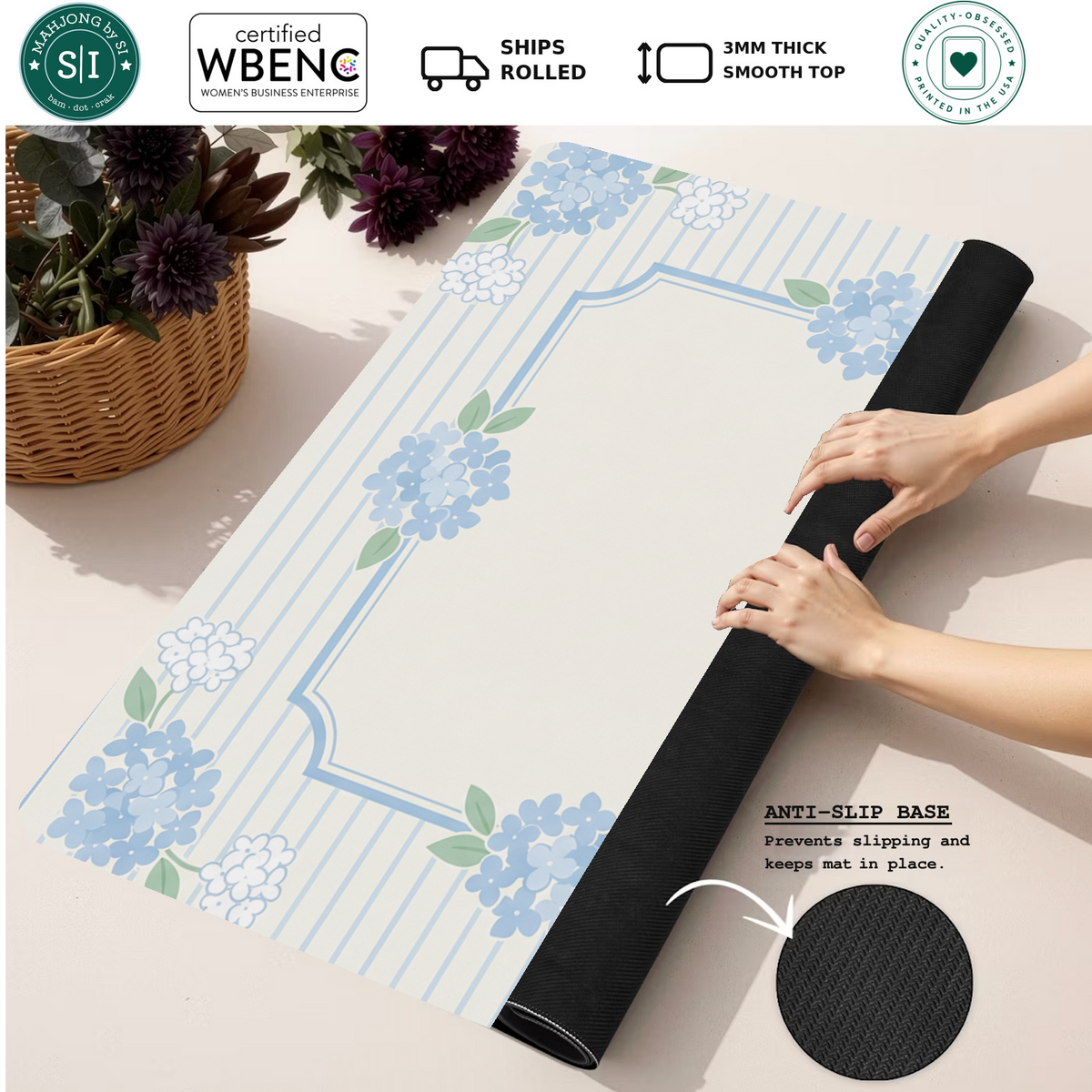 Cottage Garden Stripe mahjong mat — Rolled Mat Feature Image