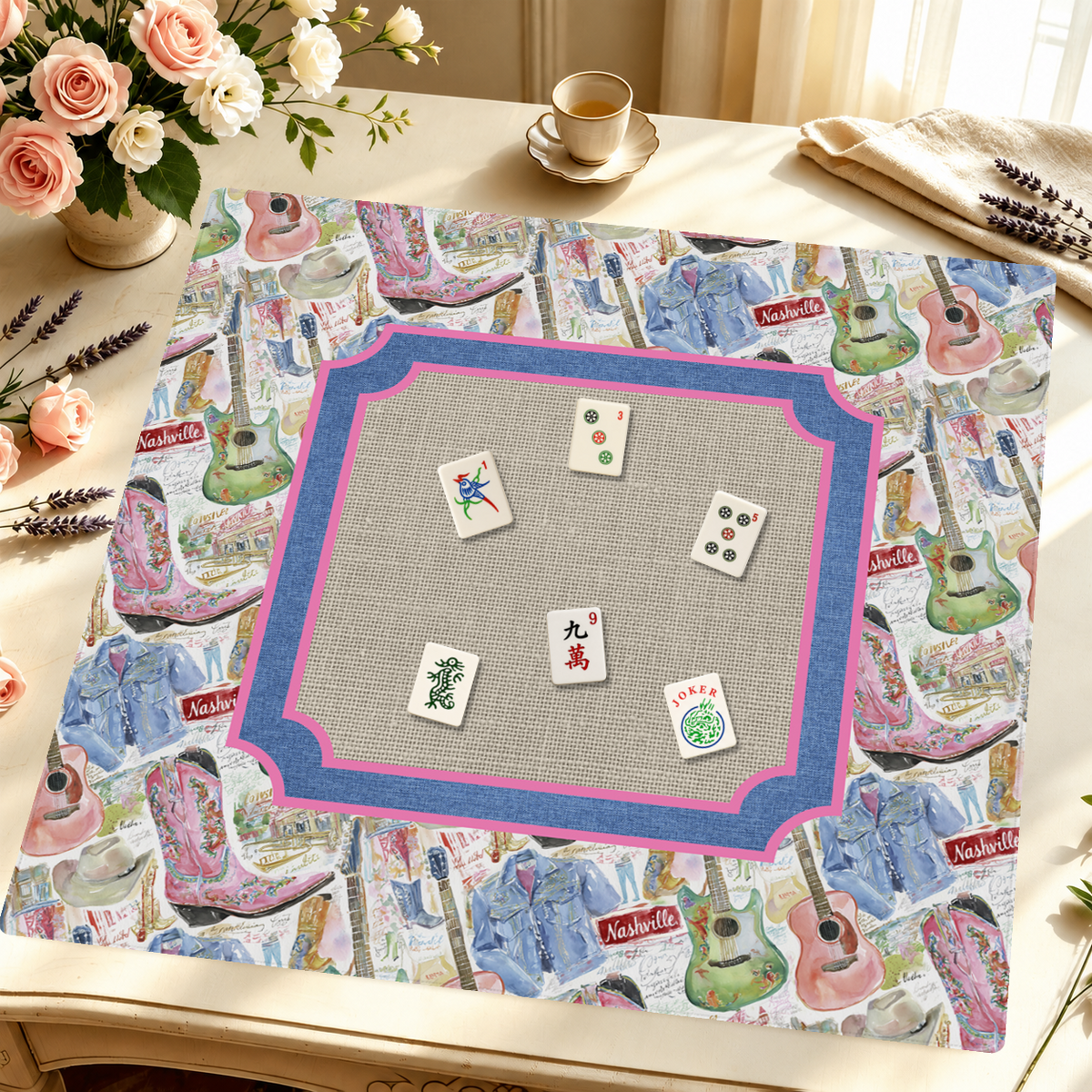 Cowgirl mahjong mat — Styled Tile Table
