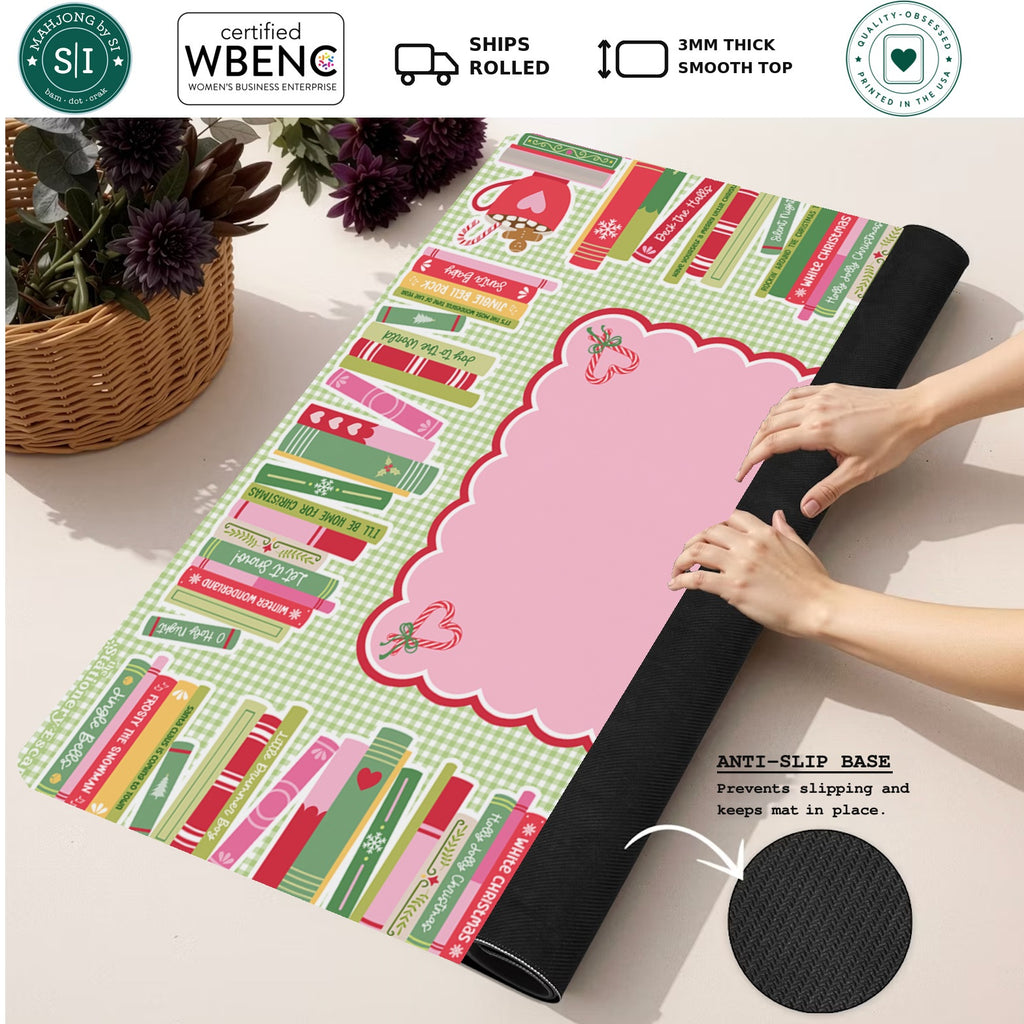 Cozy Christmas Library Mahjong Mat — Rolled Mat Feature Image [rolled-feature-square]