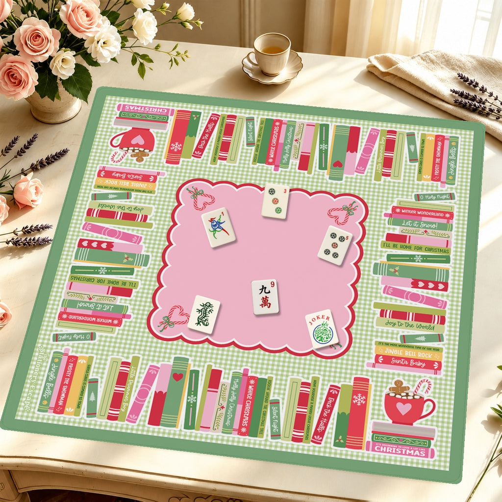 Cozy Christmas Library Mahjong Mat — Styled Tile Table [styled-tile-table-square]
