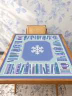 Cozy Winter Library Mahjong Mat — Studio Table Angle [studio-angle-square]
