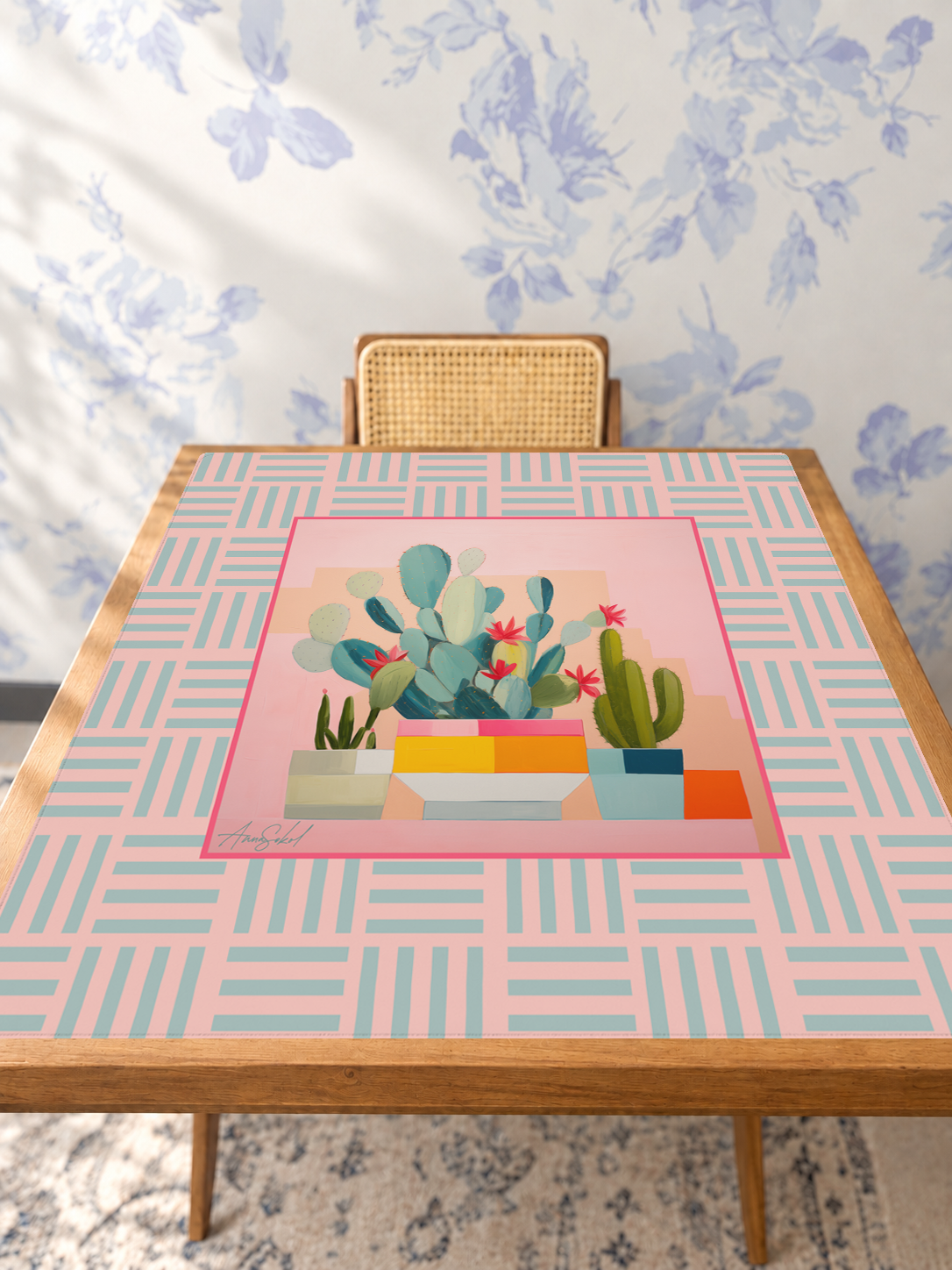 Craks & Cacti mahjong mat — Studio Table Angle