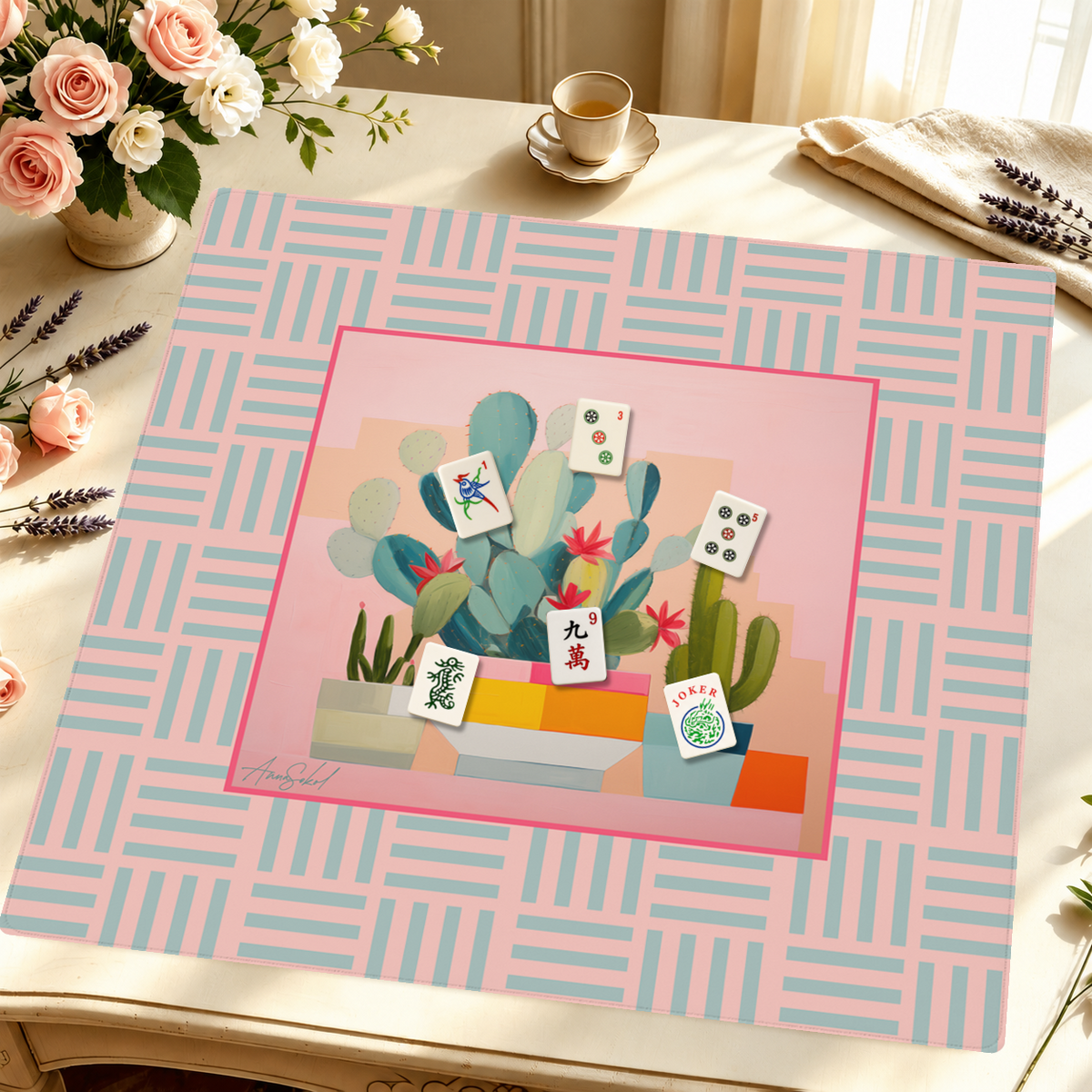 Craks & Cacti mahjong mat — Styled Tile Table