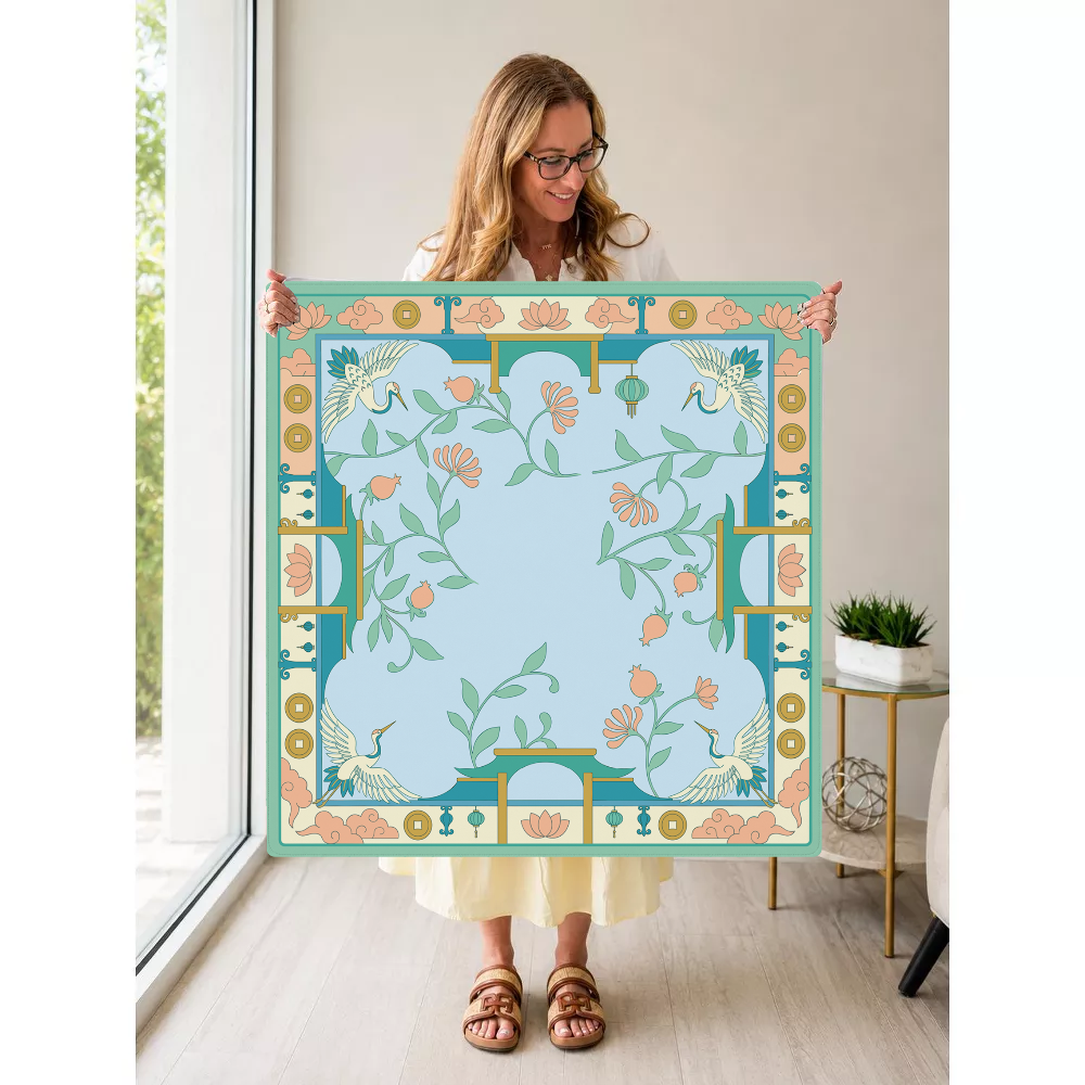 Crane Expectations mahjong mat — Held Mat Portrait